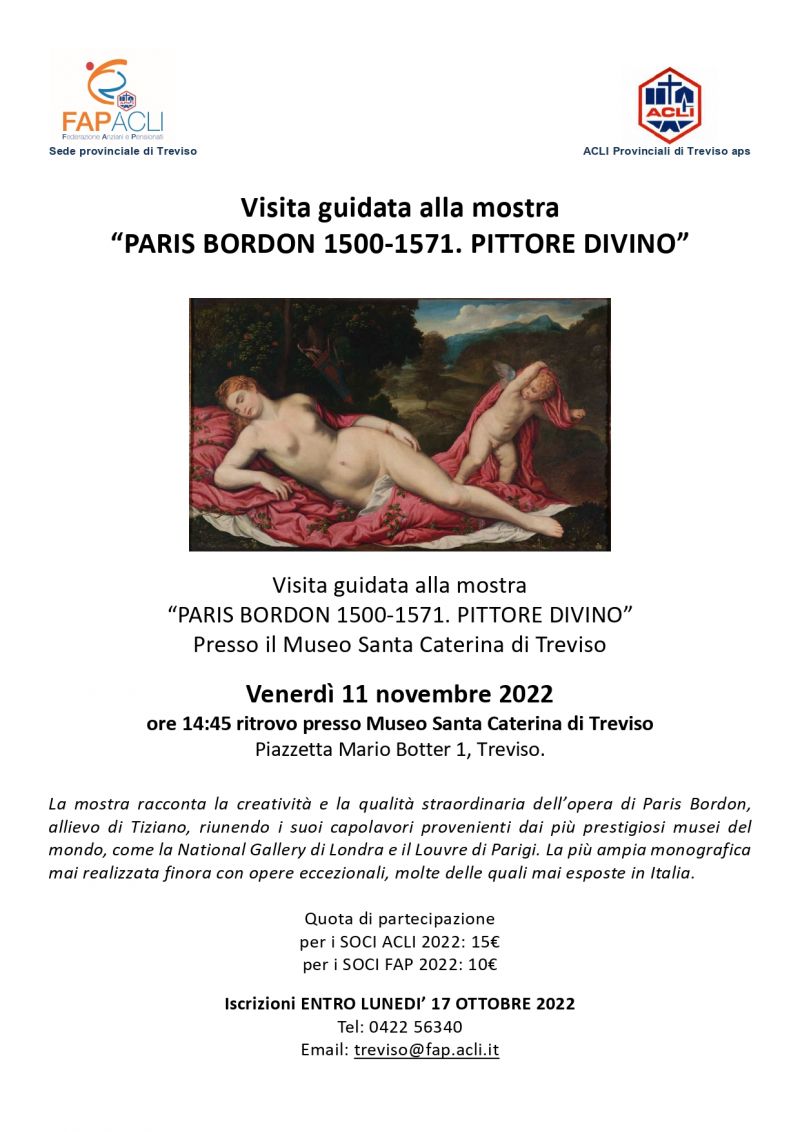 Visita alla Mostra "Paris Bordon 1500-1571. Pittore divino" - Acli Treviso aps e Fap (TV)