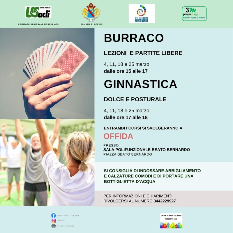 Burraco: Lezioni e partite libere &amp; Ginnastica: Dolce e posturale - US Acli Marche