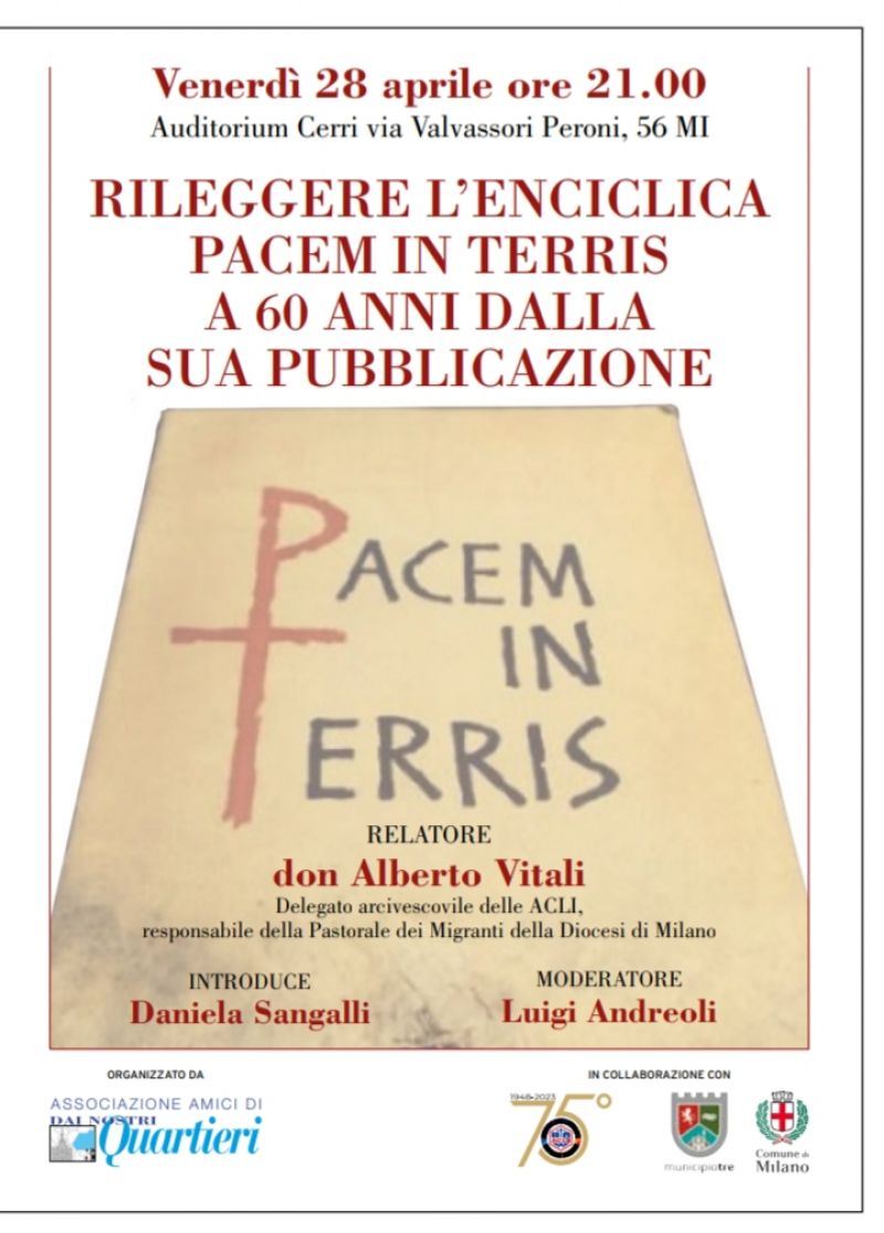 Rileggere l'Encliclica Pacem in Terris a 60 anni dalla sua pubblicazione - Circolo Acli Lambrate (MI)