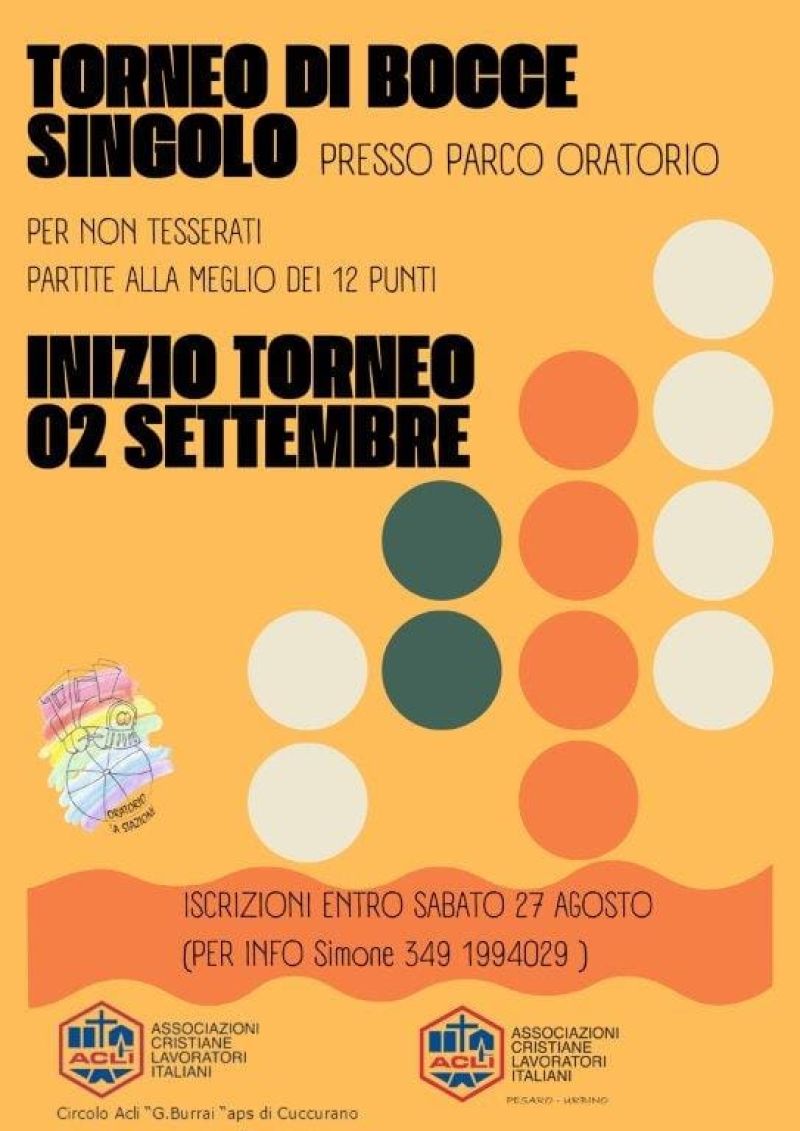 Torneo di Bocce - Circolo Acli Burrai e Acli Pesaro Urbino (PU)