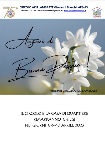 Auguri di Buona Pasqua - Circolo Acli Lambrate (MI)