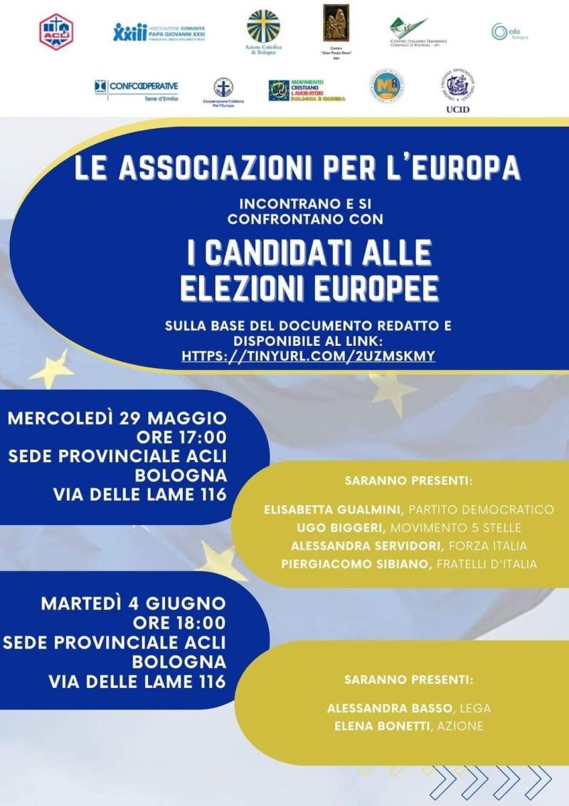 Le associazioni per l&#039;Europa incontrano e si confrontano con i candidati alle Elezioni Europee - Acli Bologna (BO)