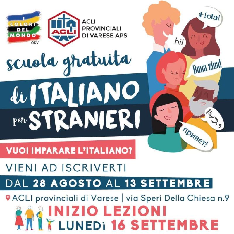 Scuola gratuita di Italiano per Stranieri - Acli Varese (VA)