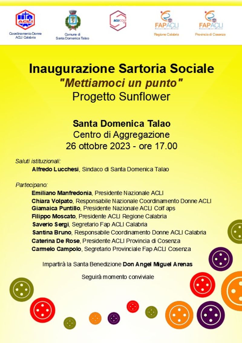 Inaugurazione Sartoria Sociale "Mettiamoci un punto" - Coordinamento Donne Acli Calabria
