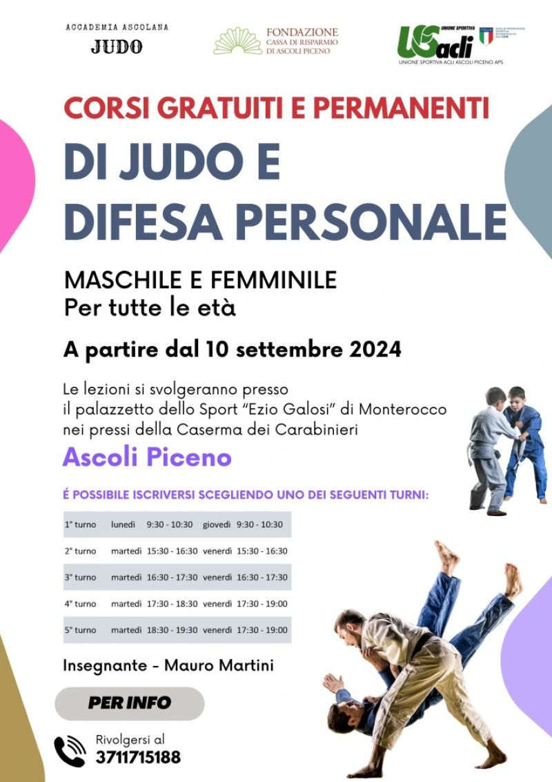 Corsi Gratuiti di Judo e Difesa Personale - US Acli Marche