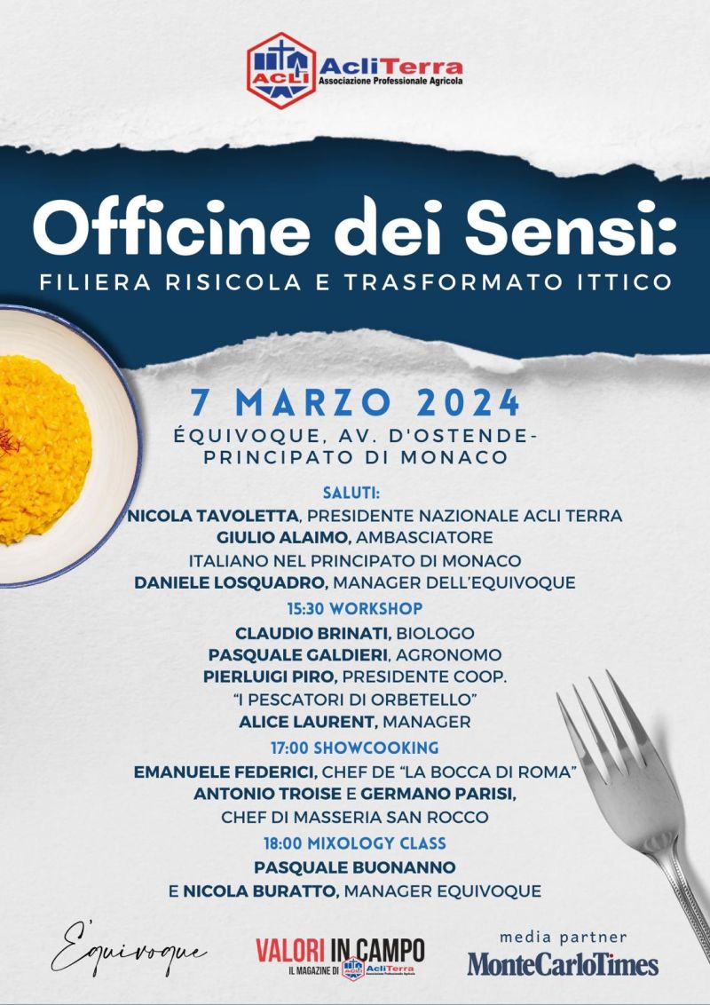 Officine dei Sensi: Filiera Risicola e Traformato Ittico - Acli Terra