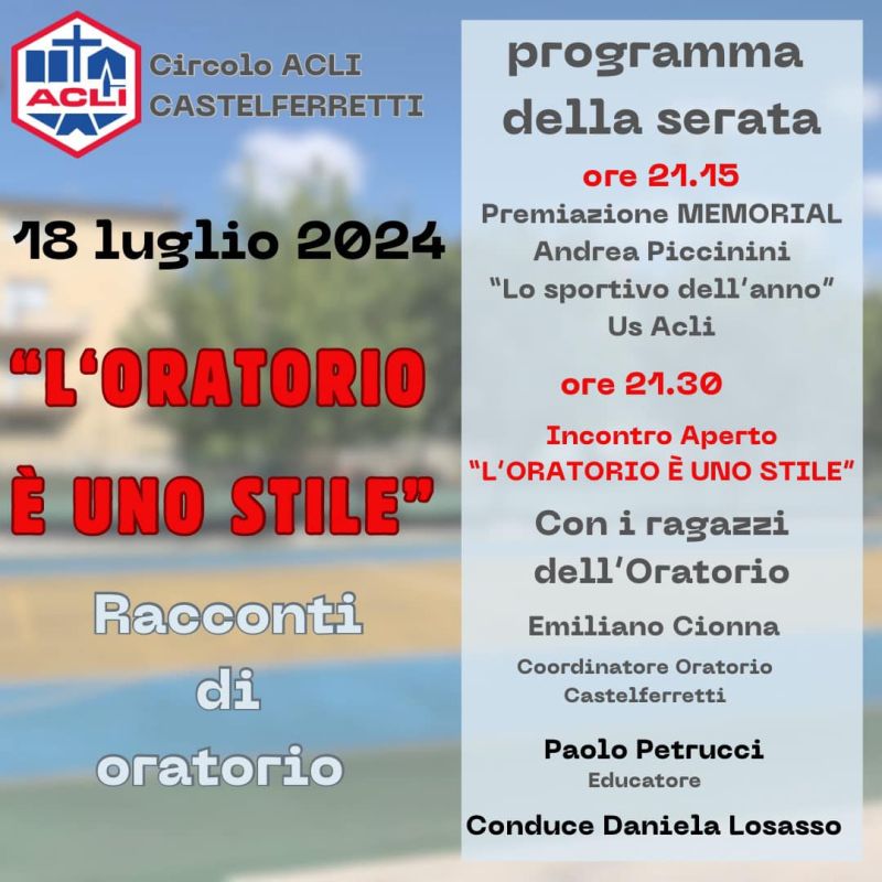 L&#039;Oratorio è uno stile - Circolo Acli Castelferretti (AN)