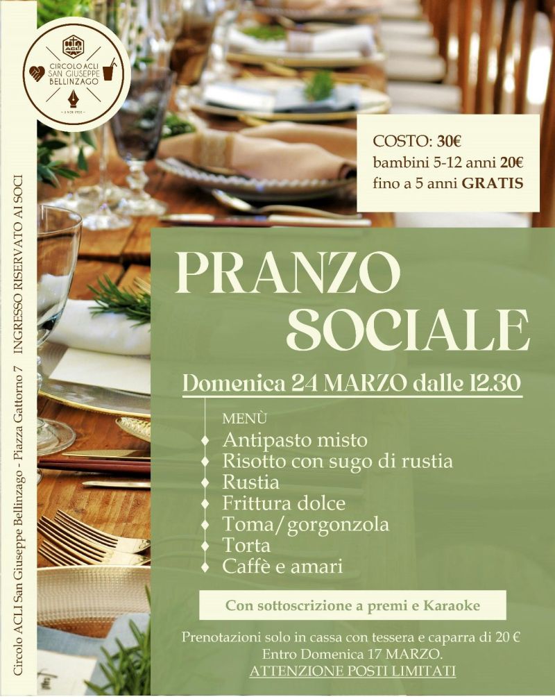 Pranzo Sociale - Circolo ACLI Bellinzago (NO)