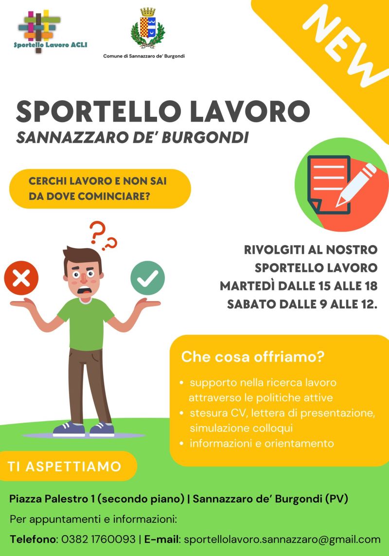 Sportello Lavoro: Sannazzaro De&#039; Burgondi - Acli Pavia (PV)