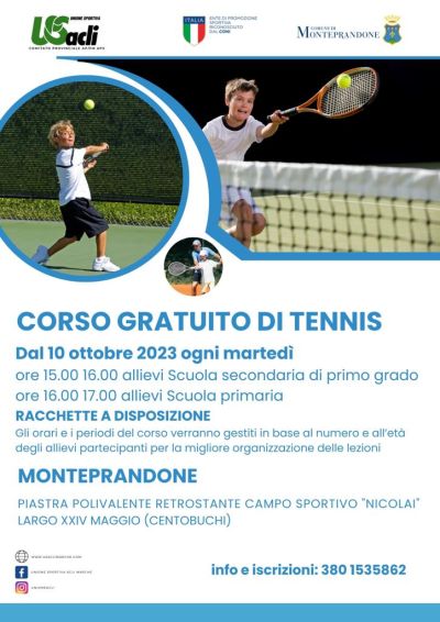 Corso gratuito di tennis - US Acli Marche