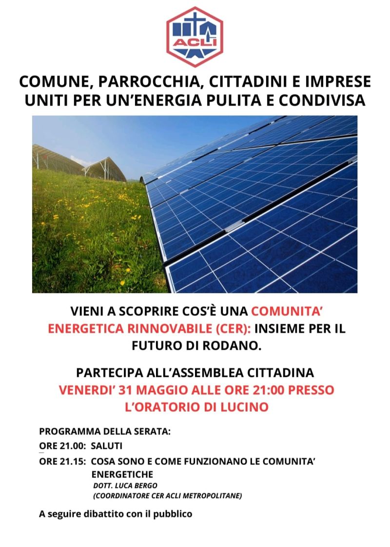 Uniti per un'energia pulita e condivisa - Circolo Acli Rodano (MI)