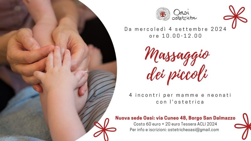 Massaggio dei piccoli - Oasi Ostetriche affiliata Acli Cuneo (CN)