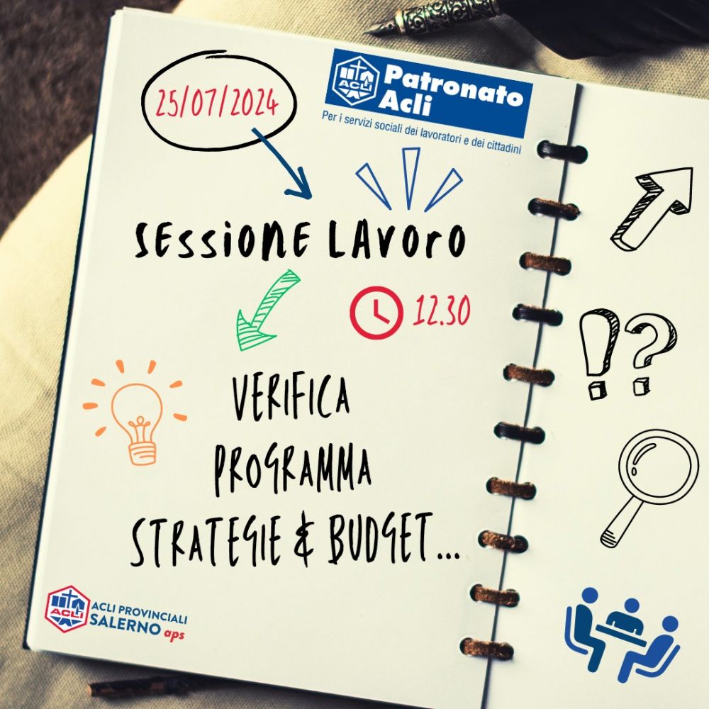 Sessione Lavoro: Verifica Programma Strategie &amp; Budget - Acli Salerno (SA)