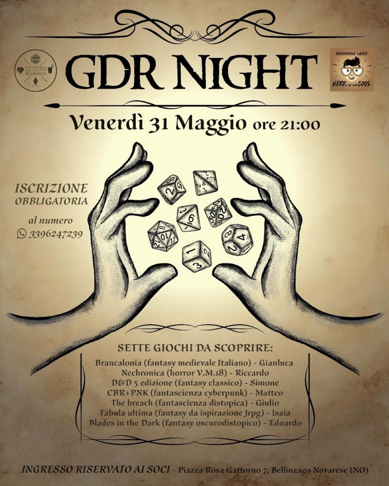 GDR Night: Serata di giochi di ruolo - CircolO Acli Bellinzago (NO)