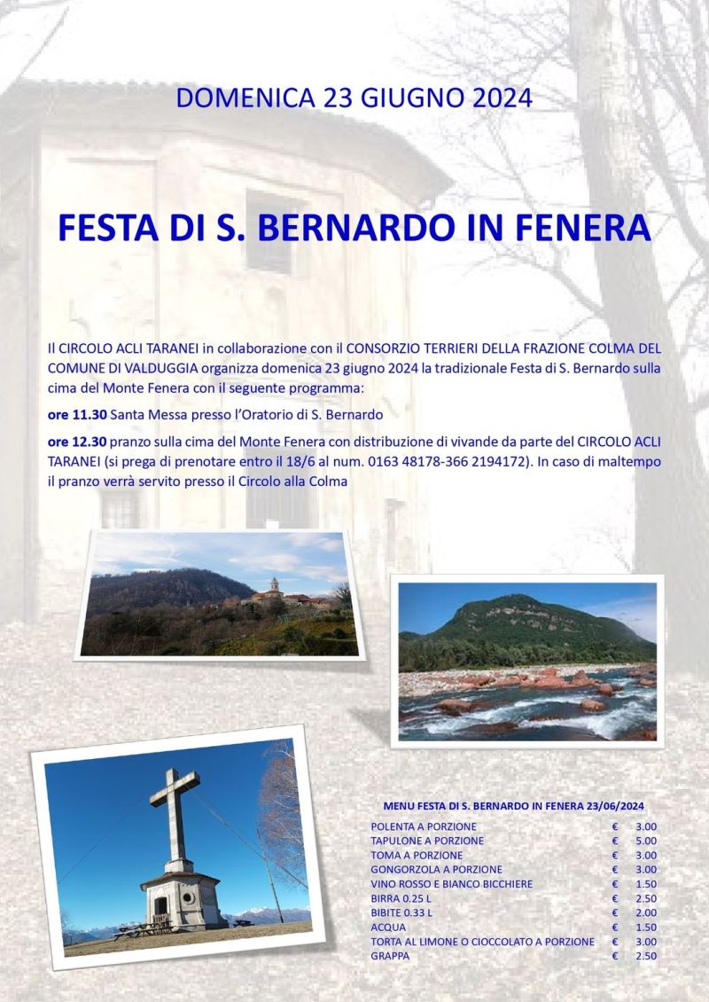 Festa di S. Bernado in Fenera - Circolo Acli Taranei (VC)