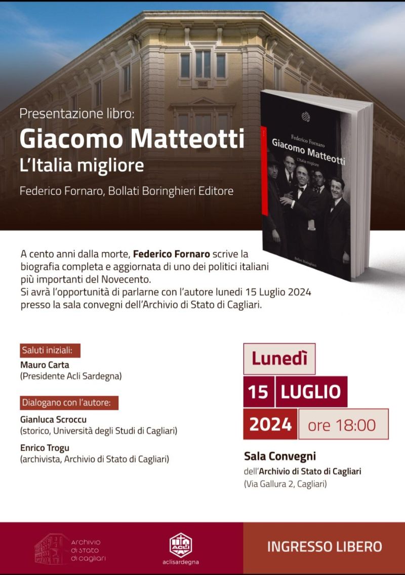 Presentazione libro &quot;Giacomo Matteotti. L&#039;Italia migliore&quot; - Acli Sardegna