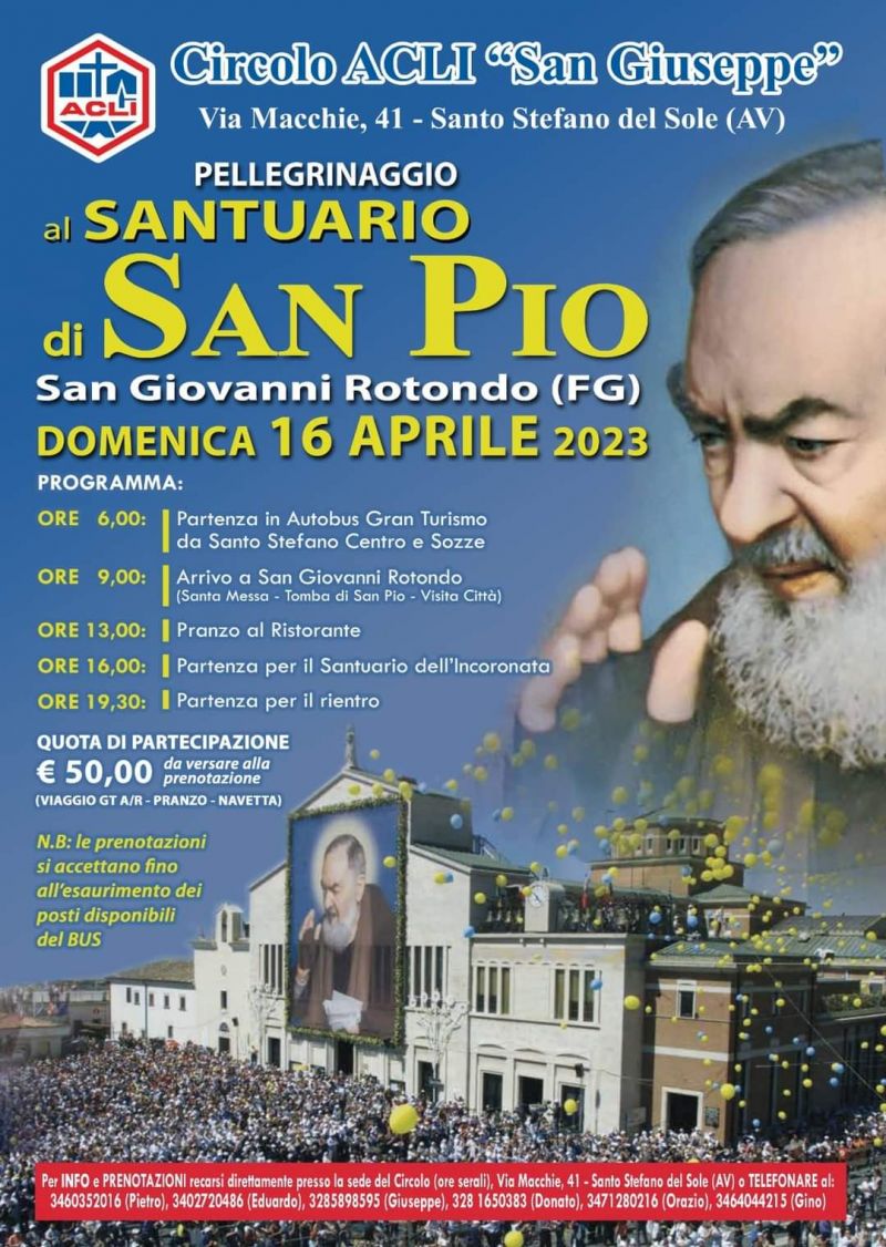 Pellegrinaggio al Santuario di San Pio - Circolo Acli "San Giuseppe" (AV)