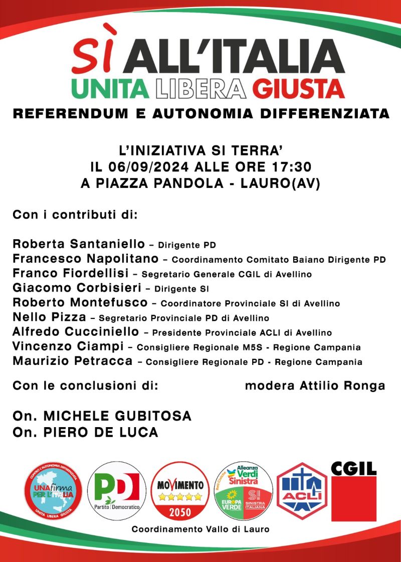 Sì all&#039;Italia Unita, Libera, Giusta - Acli Avellino (AV)