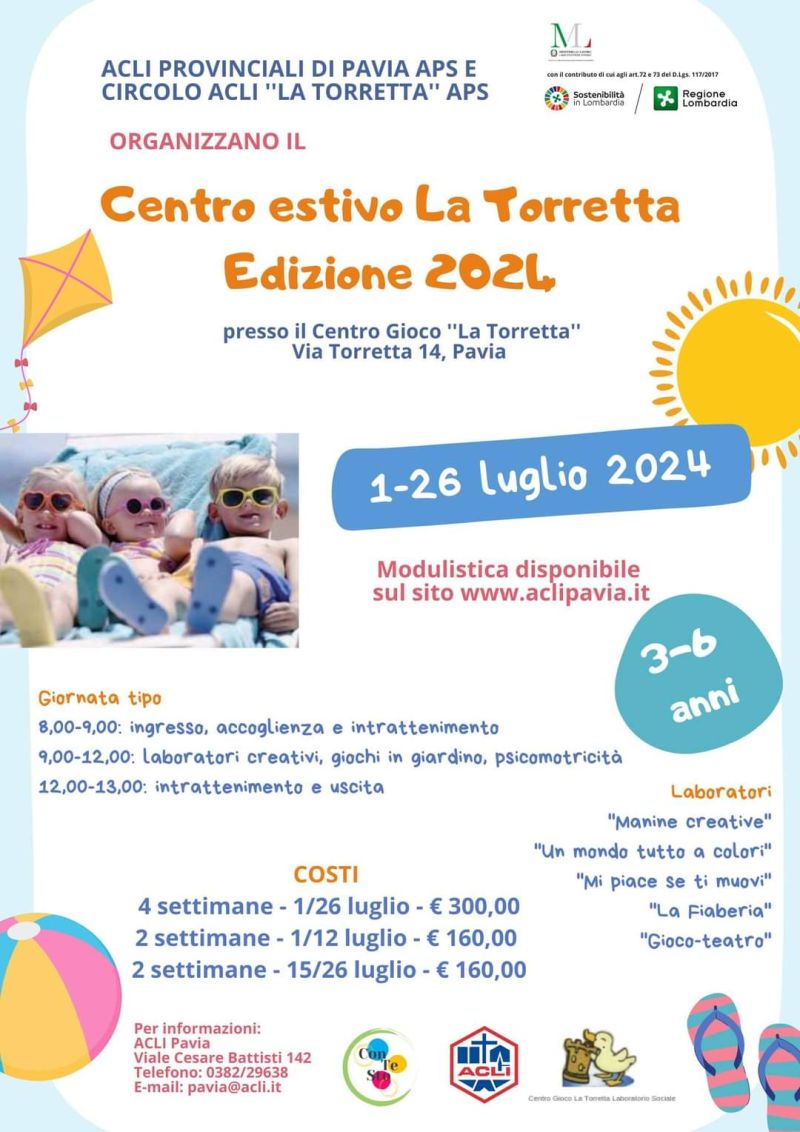 Centro Estivo a Torretta: Edizione 2024 - Acli Pavia e Circolo Acli "LA Torretta" (PV)