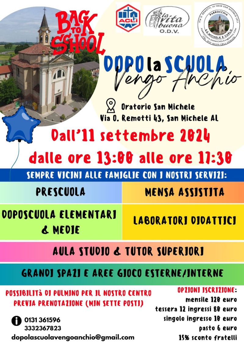 Dopo la Scuola Vengo Anch&#039;io - Acli Alessandria e Circolo Acli San Michele (AL)