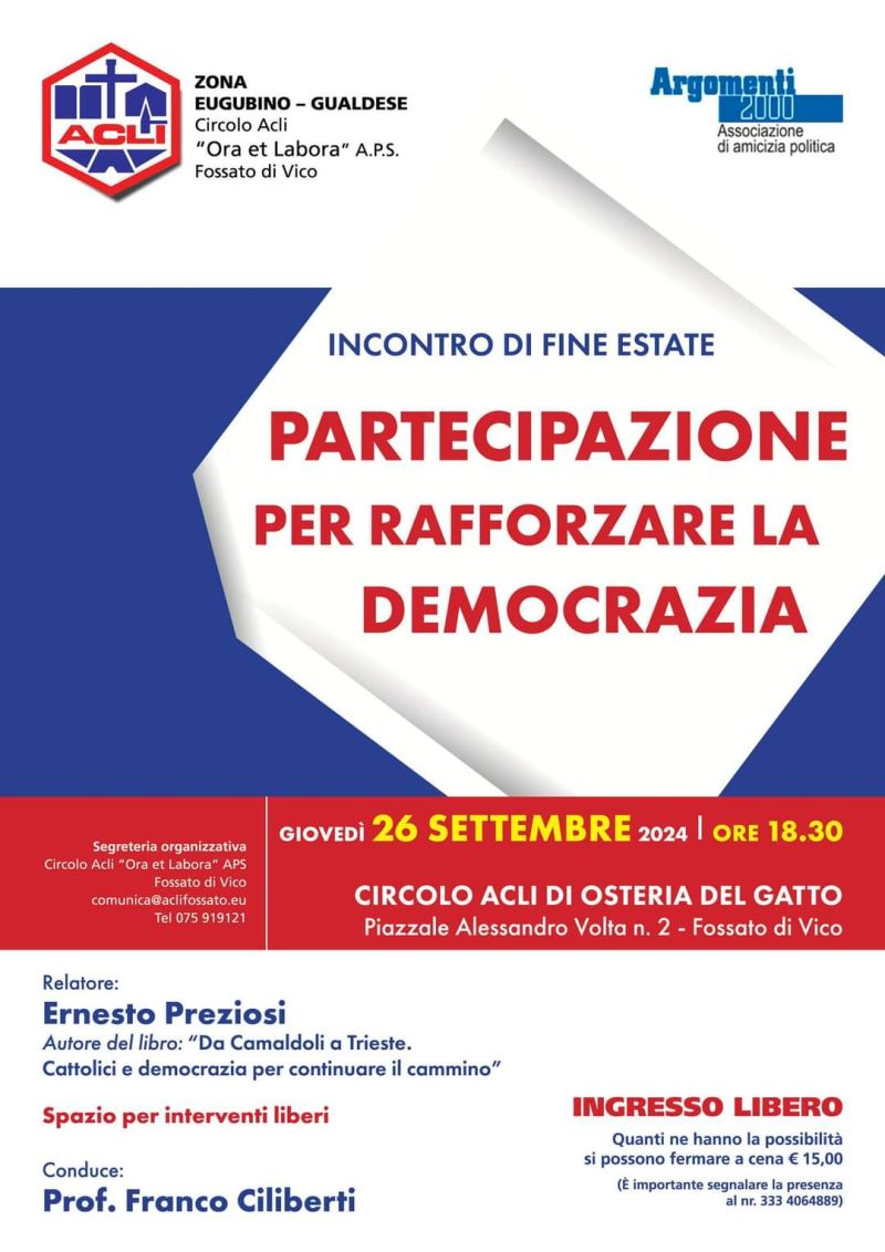 Partecipazione per rafforzare la democrazia - Circolo Acli "Ora et Labora" (PG)