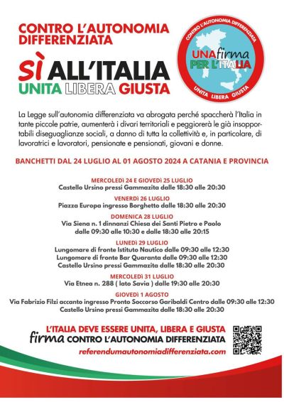Una firma per l&#039;Italia unita, libera, giusta - Acli Catania (CT)