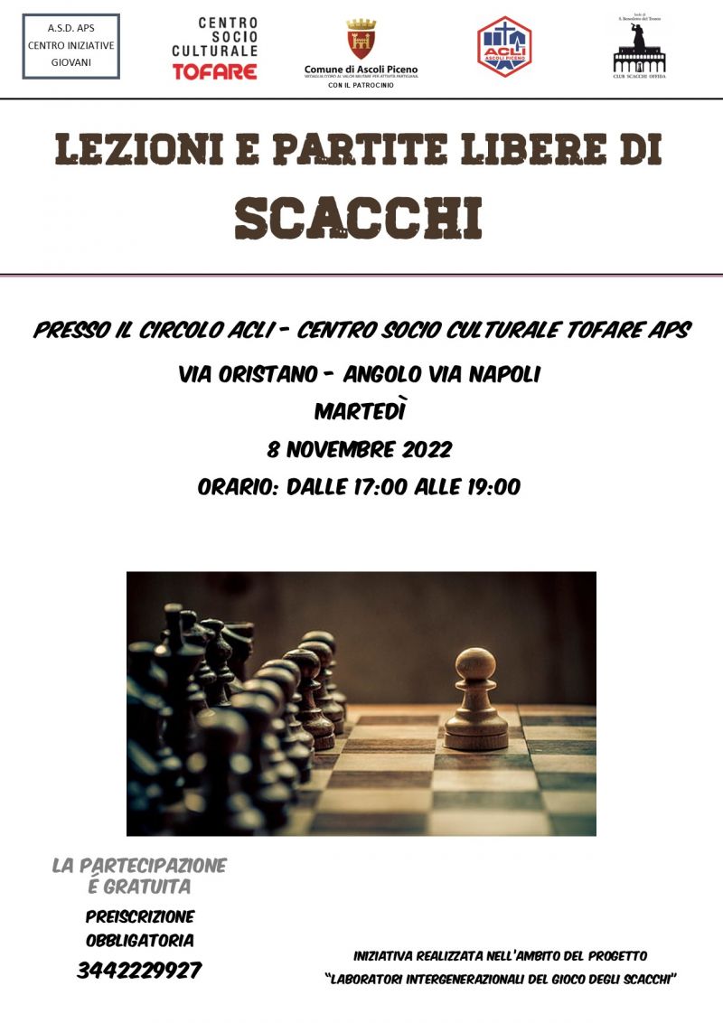 Lezioni e partite libere di scacchi - Circolo Acli Tofare (AP)