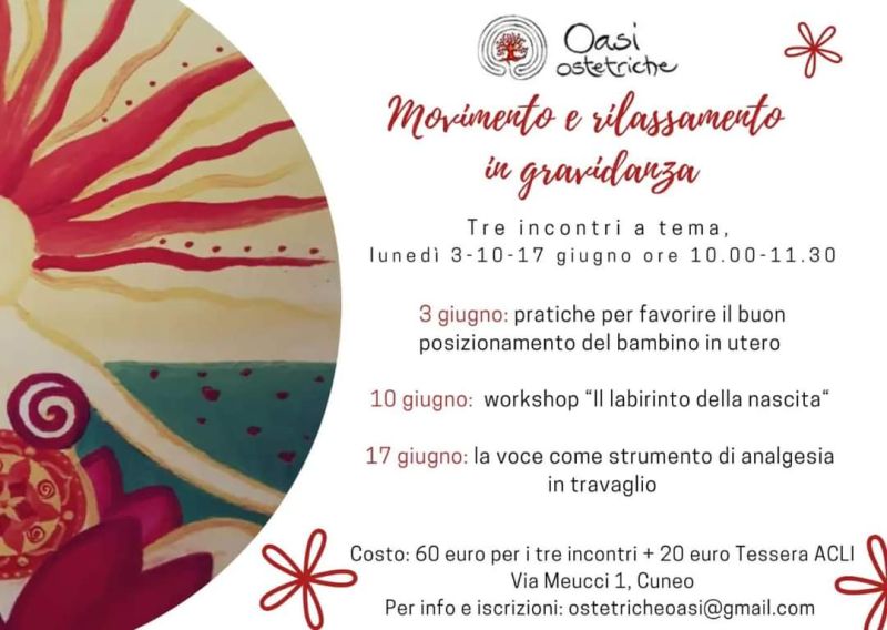 Movimento e rilassamento in gravidanza - Ass. Oasi Ostetriche aff. Acli Cuneo (CN)
