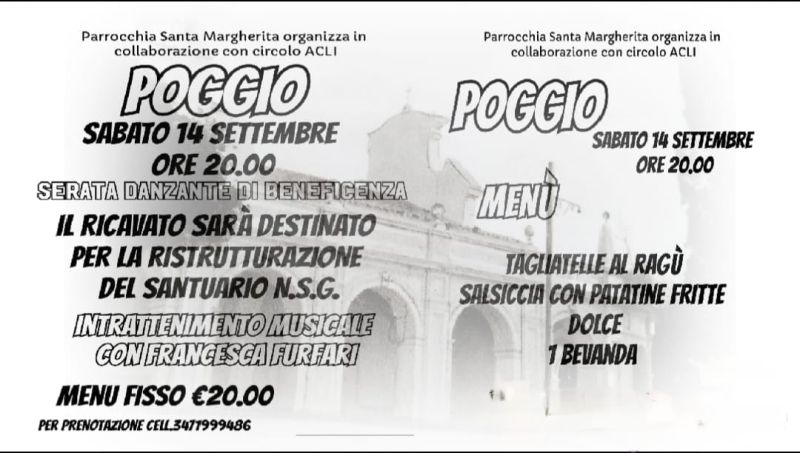 Serata danzante di beneficienza - Circolo Acli Poggio (IM)