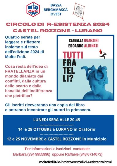 Serata per leggere e riflettere sul libro &quot;Tutti Fratelli?&quot; - Circolo Acli BBO (BG)