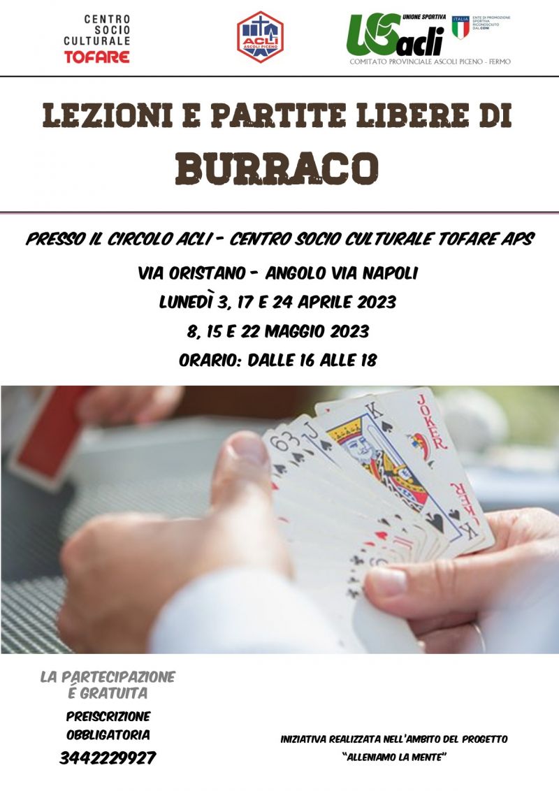 Lezioni e partite libere di Burraco - Us Acli Marche e Acli Ascoli Piceno (AP)