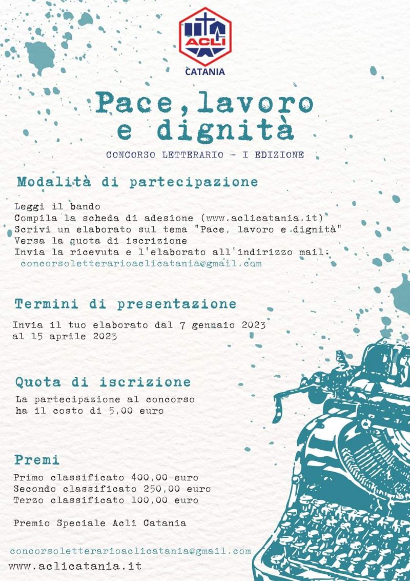 &quot;Pace, lavoro e dignità&quot;: Concorso letterario - Acli Catania (CT)