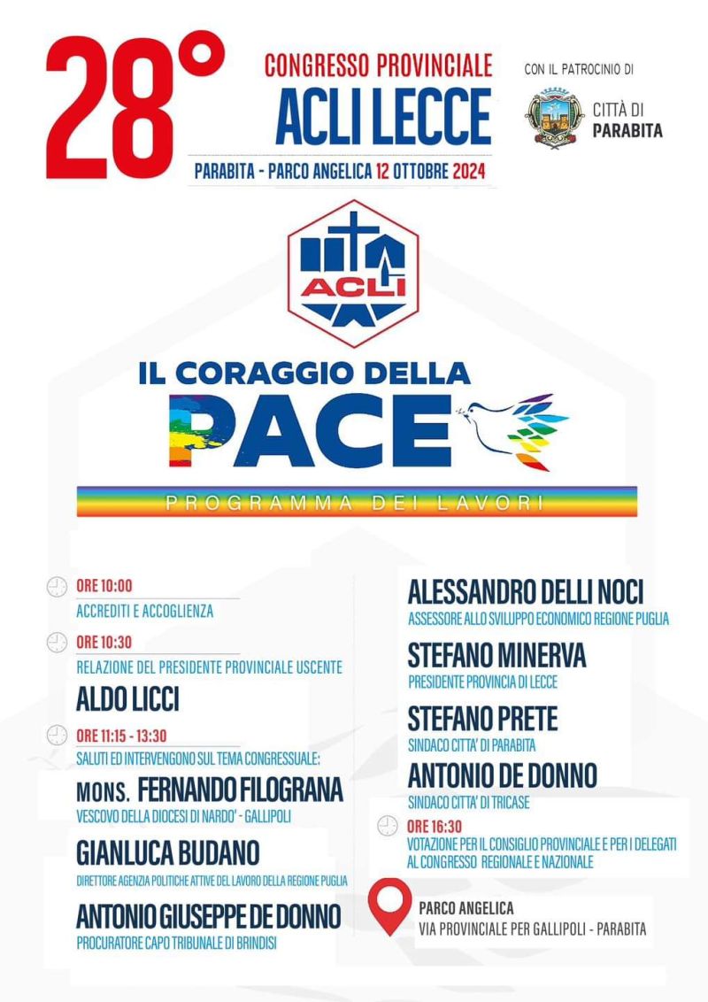 28° Congresso Provinciale: Il Coraggio della Pace - Acli Lecce (LE)