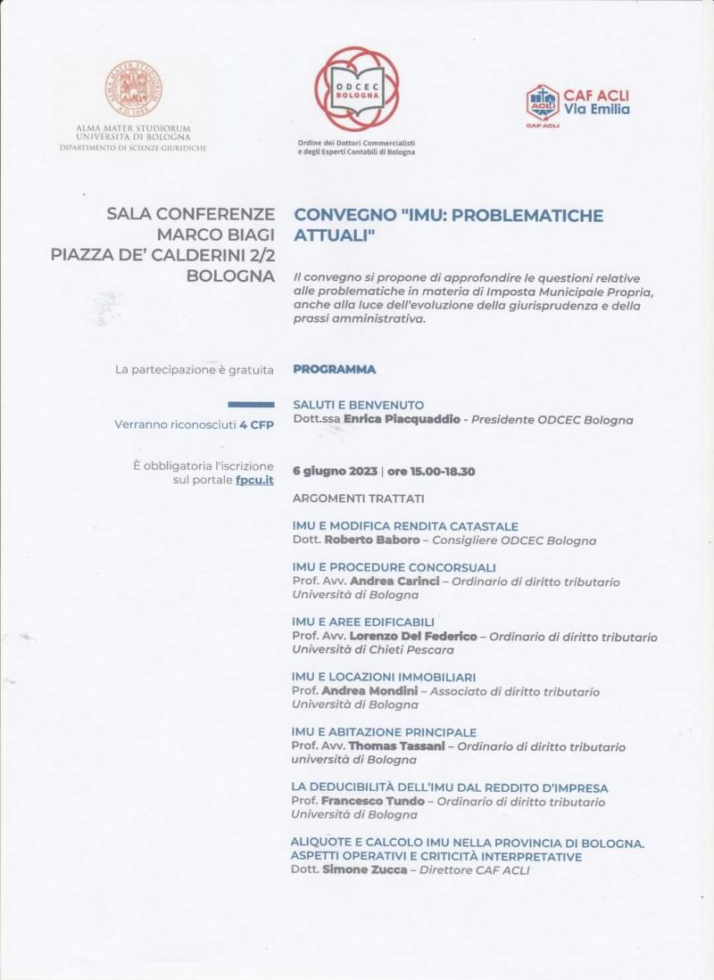 Convegno "IMU: Problematiche attuali" - CAF Acli Bologna (BO)