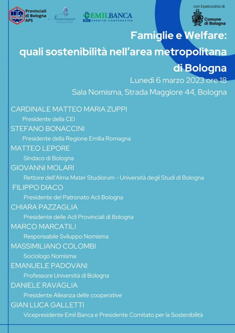 Famiglie e Welfare: quali sostenibilità nell'area metropolitana di Bologna - Acli Bologna (BO)