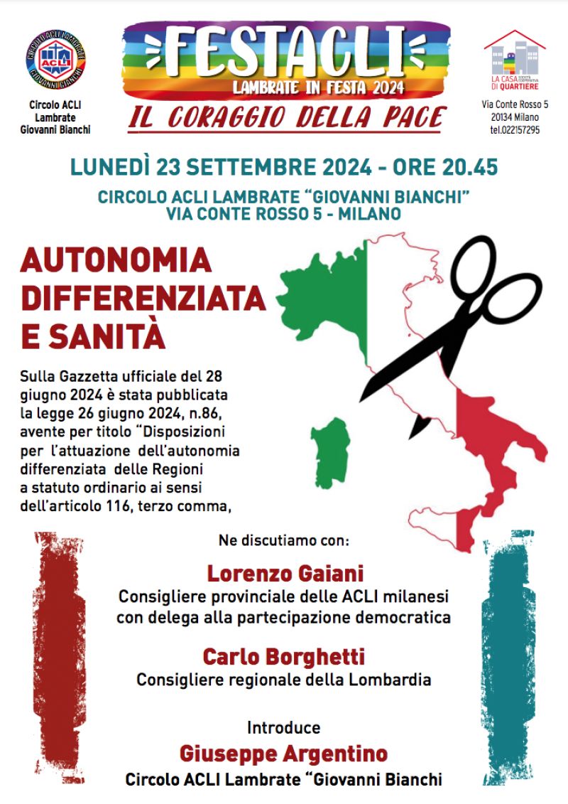 Autonomia Differenziata e Sanità - Circolo Acli Lambrate (MI)