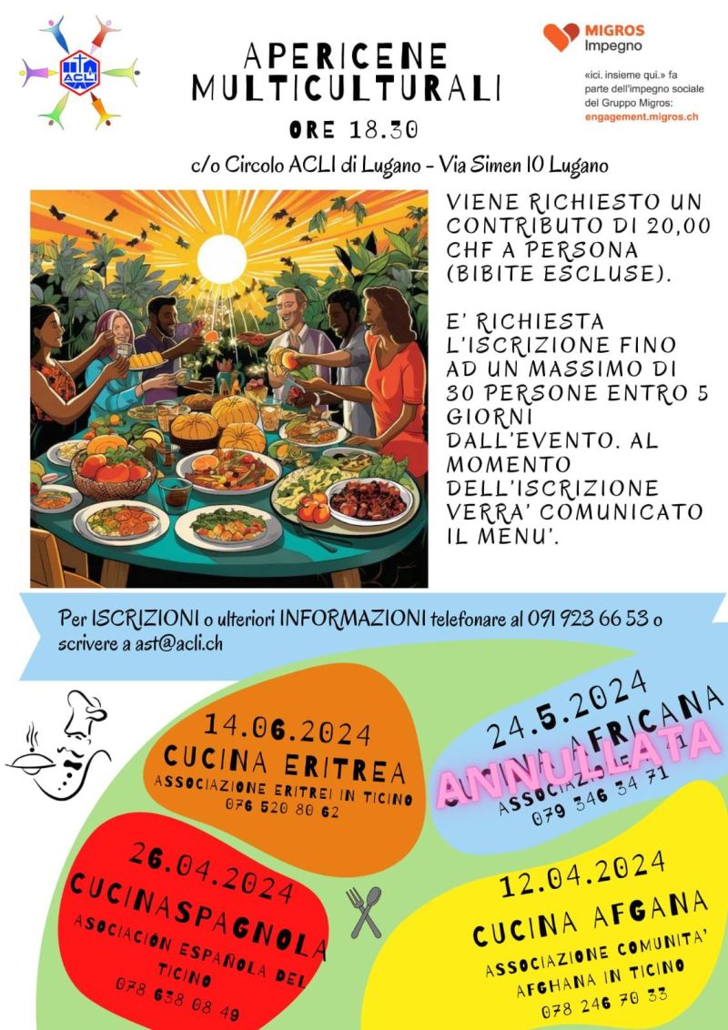 Apericene Multiculturali: Cucina Eritrea - Circolo Acli Lugano (Svizzzera)