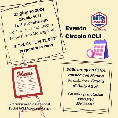 Cena + Musica - Circolo Acli LA Fraschetta e Acli Alessandria (AL)