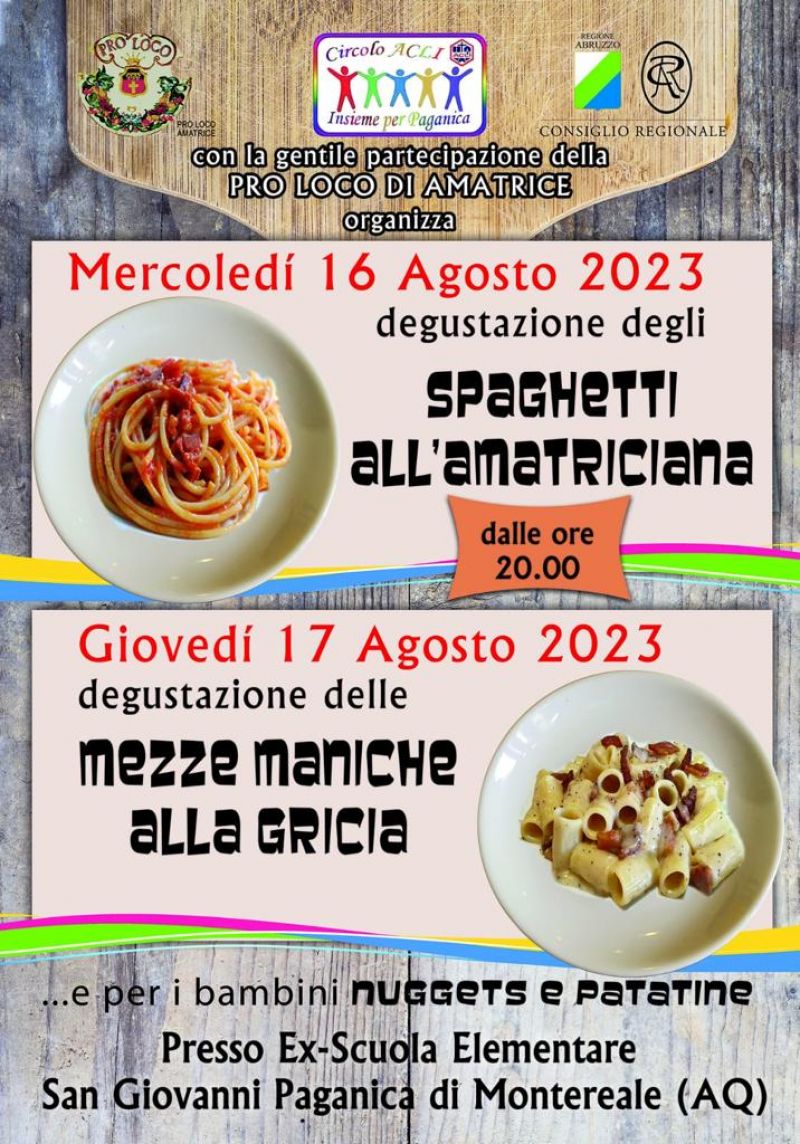 Degustazione degli spaghetti all'amatriciana - Circolo Acli Insieme per Paganica (AQ)