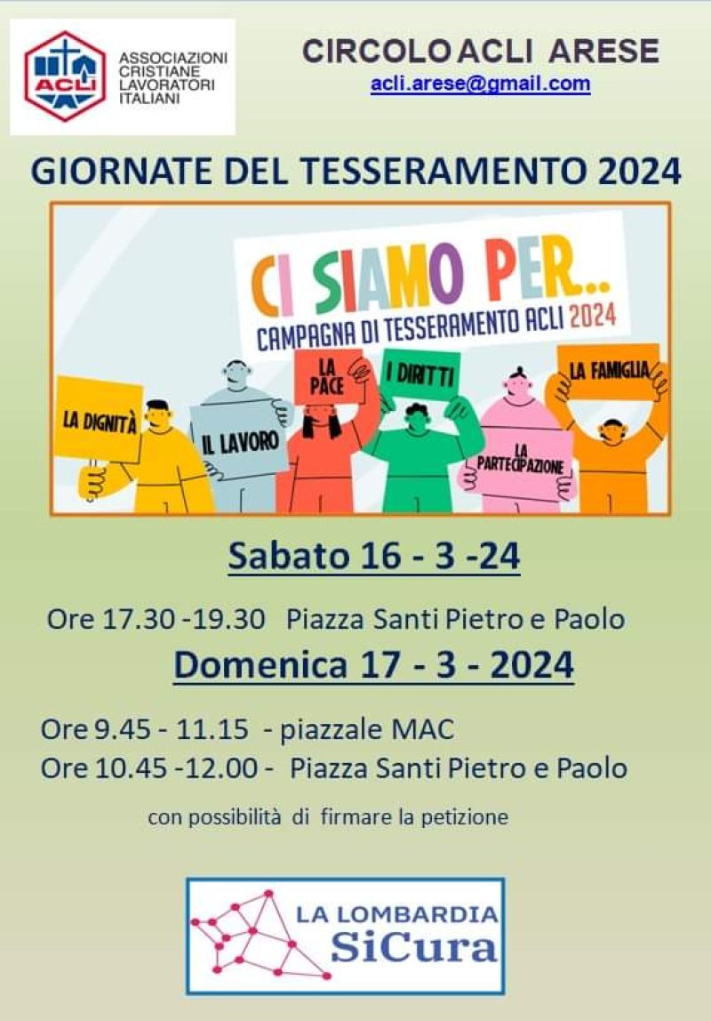 Giornate del Tesseramento 2024 - Circolo Acli Arese (MI)