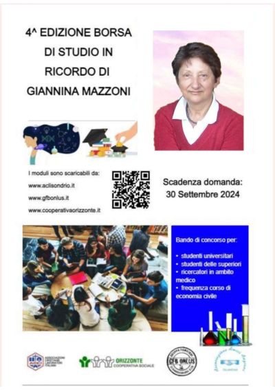 4^ Edizione Borsa di Studio in Ricordo di Giannina Mazzoni - Circolo Acli Talamona (SO)