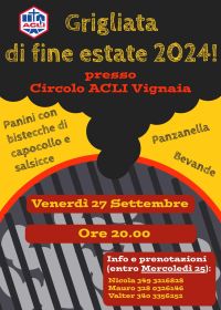 Grigliata di fine estate 2024! - Circolo Acli Vignaia (PG)