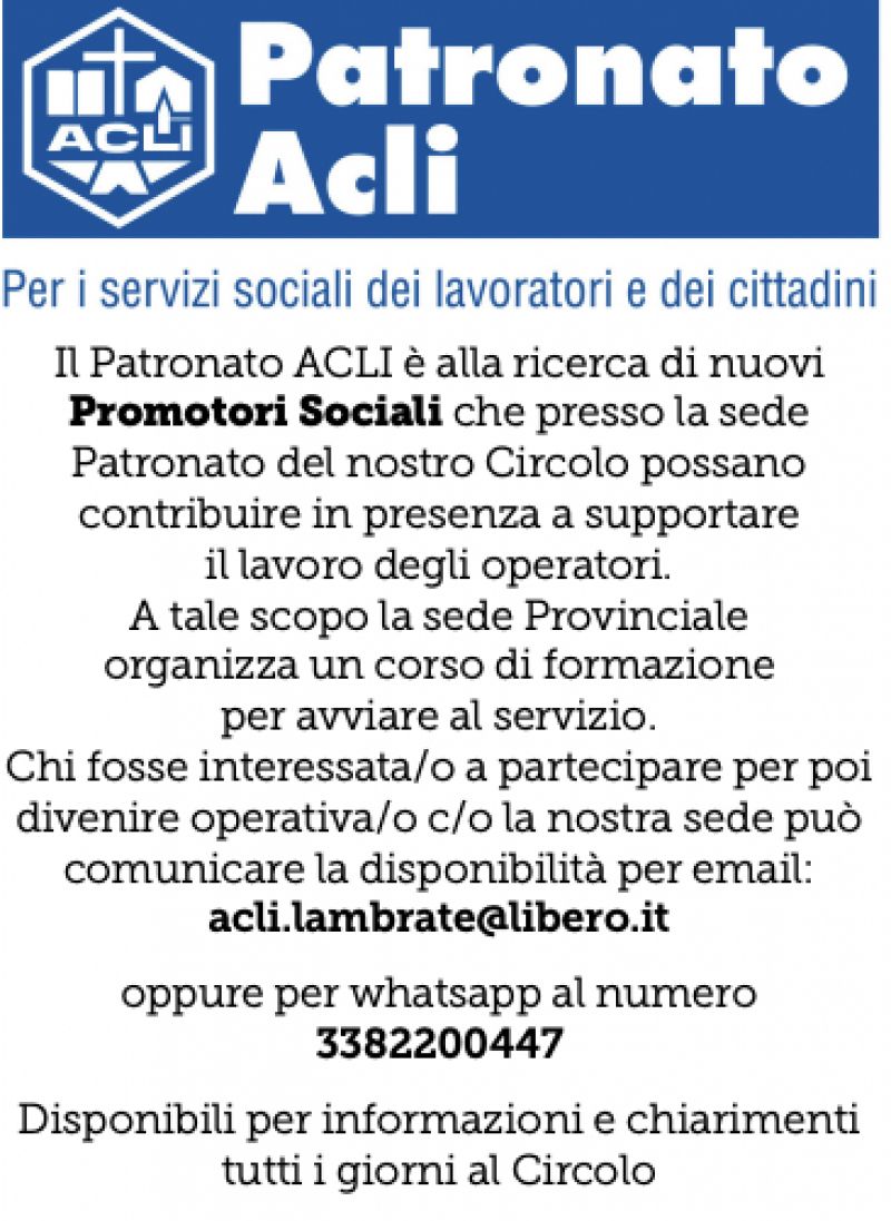 Ricerca di nuovi Promotori Sociali - Acli Milanesi (MI)