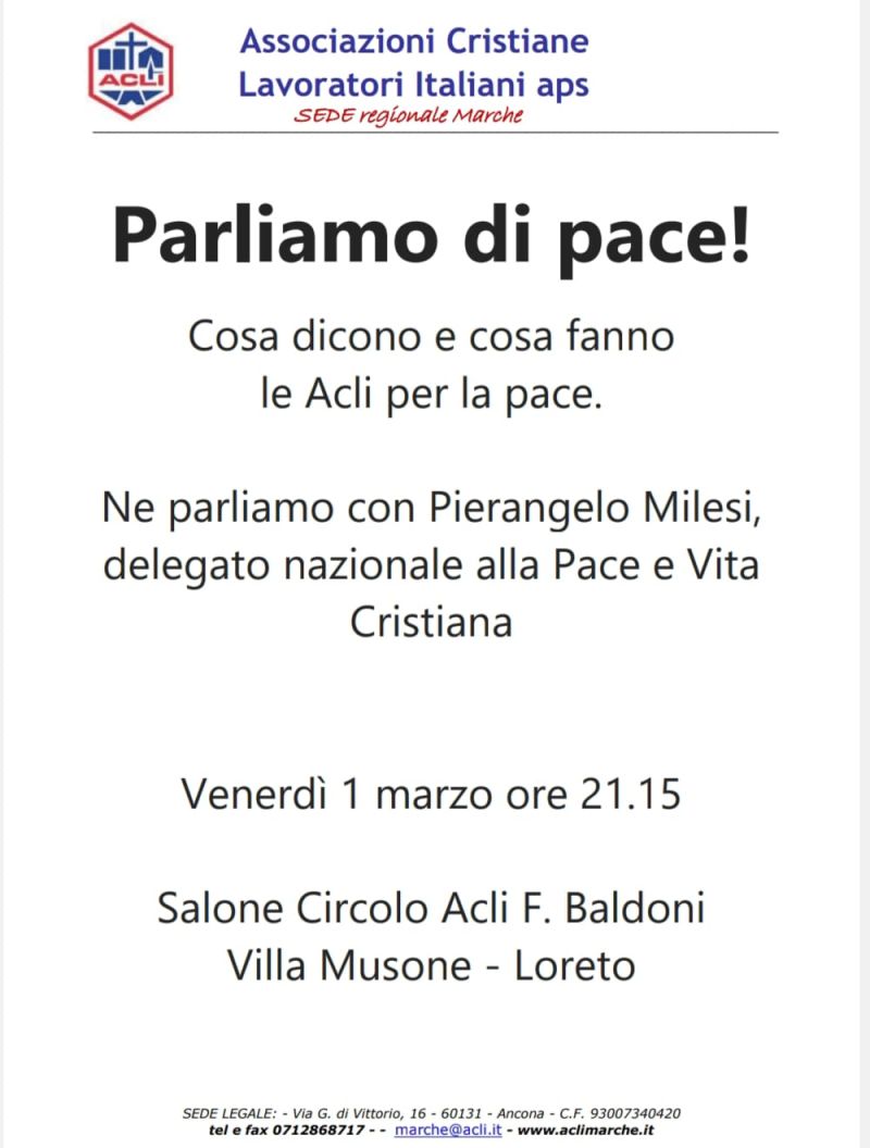 Parliamo di Pace - Acli Marche