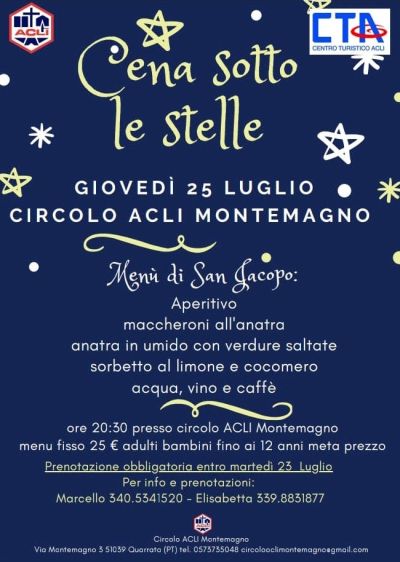 Cena sotto le stelle - Circolo Acli Montemagno (PT)