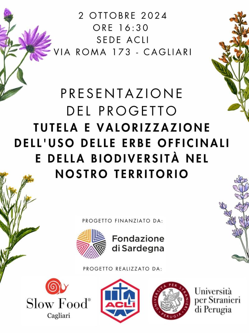 Presentazione del progetto "Tutela e valorizzazione dell'uso delle erbe officinali e della biodiversità nel nostro territorio" - Acli Cagliari (CA)